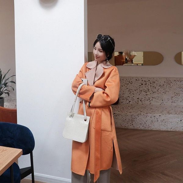women's wool & blends woolen fashion coat 2022 autumn winter elegant office cardigan jackets women solid color loose maxi long female o, Black
women's wool & blends woolen fashion coat 2022 autumn winter elegant office cardigan jackets women solid color loose maxi long female o, Black