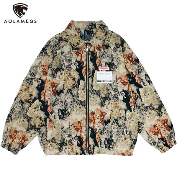 aolamegs et men cute cat painting printed zipper coat autumn loose casual retro cool hip hop style outwear couple streetwear, Black;brown
aolamegs et men cute cat painting printed zipper coat autumn loose casual retro cool hip hop style outwear couple streetwear, Black;brown