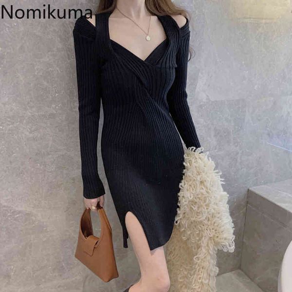 nomikuma korean knotted knit dress strapless long sleeve v-neck sweater dresses autumn winter baisc bodycorn vestidos 6d649 210427, Black;gray
nomikuma korean knotted knit dress strapless long sleeve v-neck sweater dresses autumn winter baisc bodycorn vestidos 6d649 210427, Black;gray