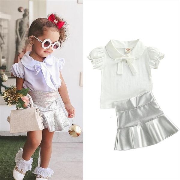 summer toddler girls clothes sets 0 5y solid bowknot peter pan collar t shirts pu leather ruffles skirts, White
summer toddler girls clothes sets 0 5y solid bowknot peter pan collar t shirts pu leather ruffles skirts, White