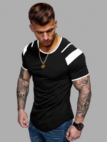 men colorblock raglan sleeve tee i2tx#, White;black 
men colorblock raglan sleeve tee i2tx#, White;black