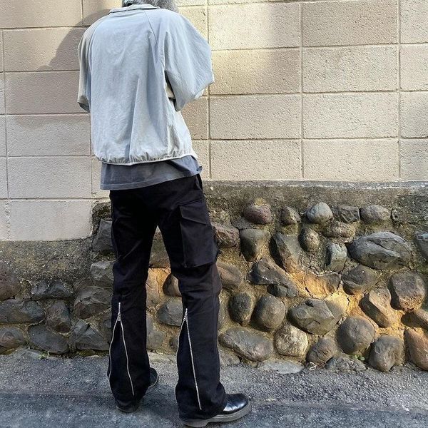 men's pants divethru high street trousers multi-pocket cargo men retro zipper vibe women micro-flare overalls casual streetwear, Black
men's pants divethru high street trousers multi-pocket cargo men retro zipper vibe women micro-flare overalls casual streetwear, Black