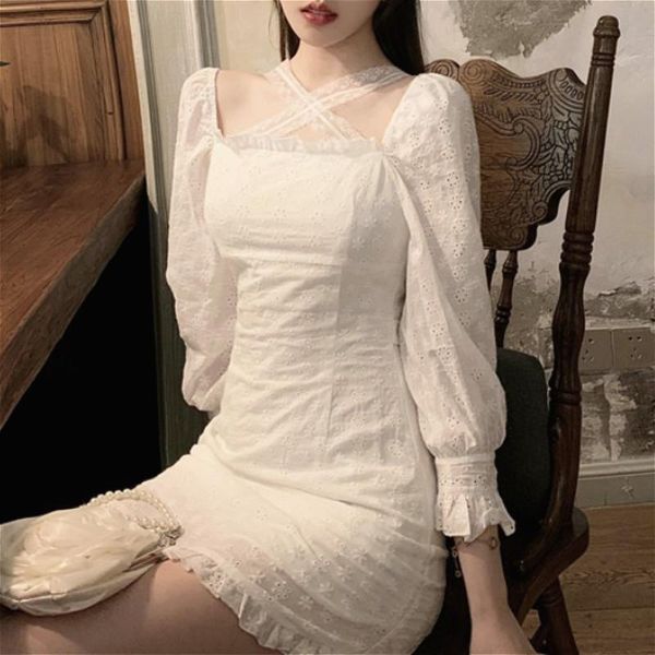 casual dresses lace mini dress women personality long sleeve one-piece korean elegant party y2k female autumn clothing 2021, Black;gray
casual dresses lace mini dress women personality long sleeve one-piece korean elegant party y2k female autumn clothing 2021, Black;gray