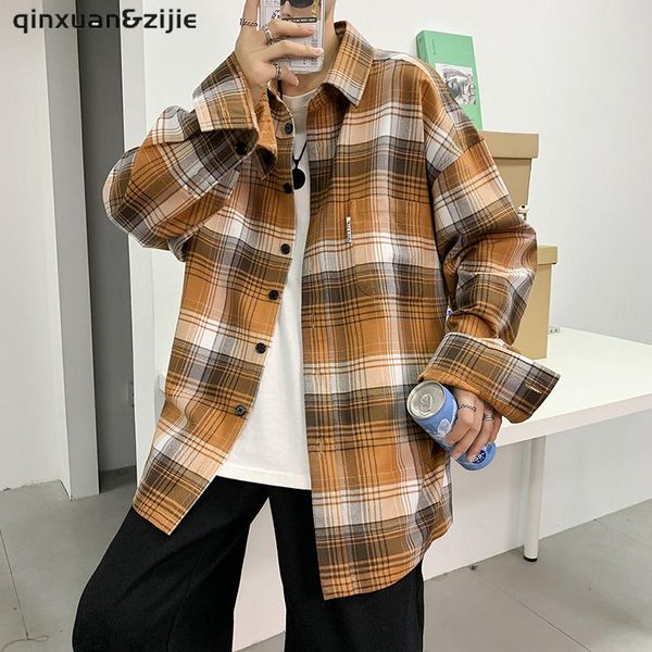 men's casual shirts harajuku plaid spring 2021 autumn winter flannel men oversized loose retro long-sleeved, White;black
men's casual shirts harajuku plaid spring 2021 autumn winter flannel men oversized loose retro long-sleeved, White;black