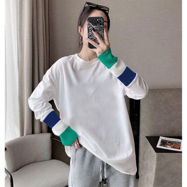 women's t-shirt 2021 spring women long sleeve loose t-shirts fashion joining together clothing large size, White
women's t-shirt 2021 spring women long sleeve loose t-shirts fashion joining together clothing large size, White