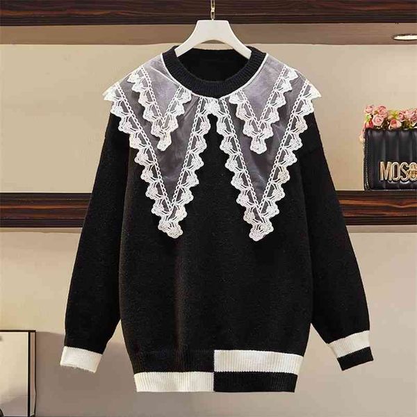 plus size women's autumn and winter wear fat sister loose pullover round neck knitted sweater hk127 210507, White;black
plus size women's autumn and winter wear fat sister loose pullover round neck knitted sweater hk127 210507, White;black