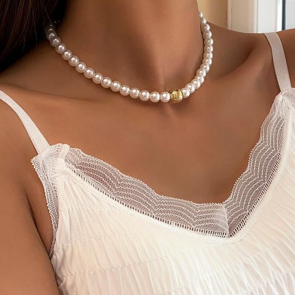 chokers simple short imitation pearl beads choker necklace for women fashion beaded chain clavicle 2021neck jewelry gift, Golden;silver
chokers simple short imitation pearl beads choker necklace for women fashion beaded chain clavicle 2021neck jewelry gift, Golden;silver