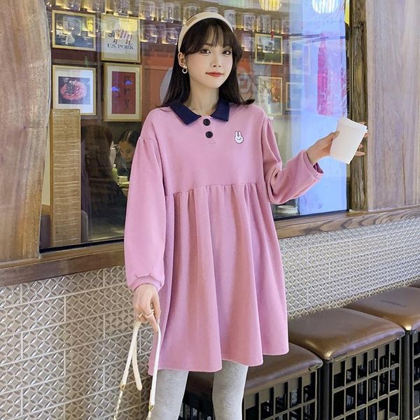 maternity dresses pure color pregnant woman clothing loose coat long sleeve turn-down collar cotton dress plus size pregnancy clothes, White
maternity dresses pure color pregnant woman clothing loose coat long sleeve turn-down collar cotton dress plus size pregnancy clothes, White