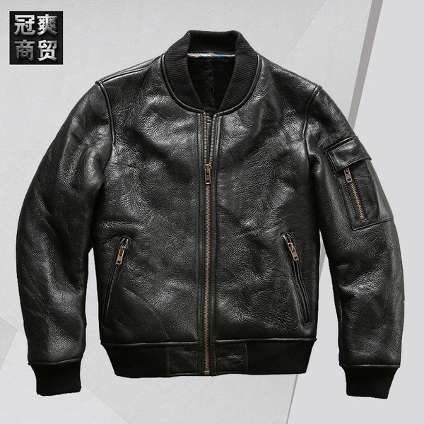 fashion leather avfly sheep fur integrated men's vertical collar casual baseball suit, Black
fashion leather avfly sheep fur integrated men's vertical collar casual baseball suit, Black