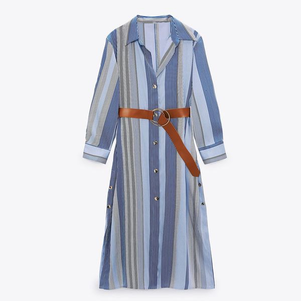 dresses women belted striped shirt spring blue long sleeve office lady es woman chic side slits button up midi, Black;gray
dresses women belted striped shirt spring blue long sleeve office lady es woman chic side slits button up midi, Black;gray
