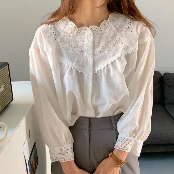 spring autumn women's blouse korean retro solid color embroidery loose stand-up collar single-breasted ll395 blouses & shirts, White
spring autumn women's blouse korean retro solid color embroidery loose stand-up collar single-breasted ll395 blouses & shirts, White