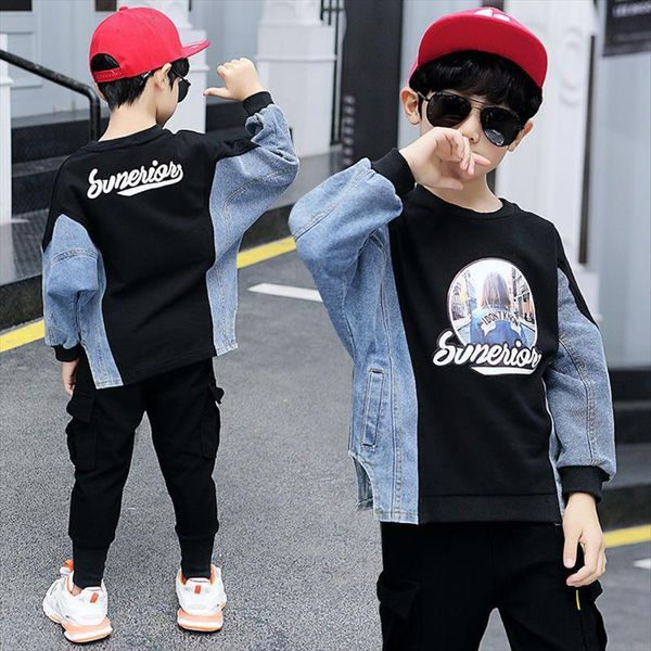 baby t shirt spring autumn long sleeved denim patchwork kids boys and grils shirts trend print children, Blue
baby t shirt spring autumn long sleeved denim patchwork kids boys and grils shirts trend print children, Blue