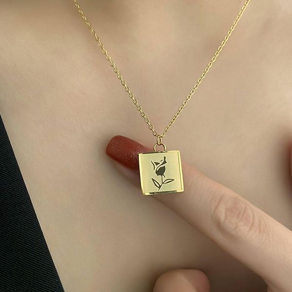 fashion square embossment rose necklace dimetric gold color stainless steel o link women jewelry korean pendant necklaces, Silver
fashion square embossment rose necklace dimetric gold color stainless steel o link women jewelry korean pendant necklaces, Silver
