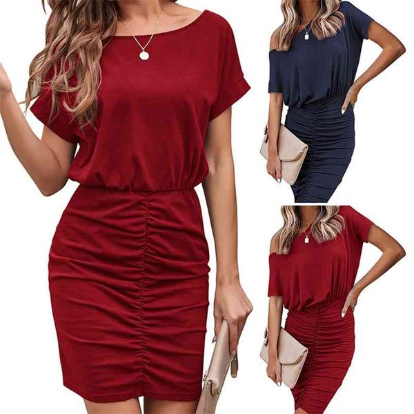 summer women's dress drawstring short-sleeved pleated mini casual solid color elastic waist bag hip vestido 210517, Black;gray
summer women's dress drawstring short-sleeved pleated mini casual solid color elastic waist bag hip vestido 210517, Black;gray