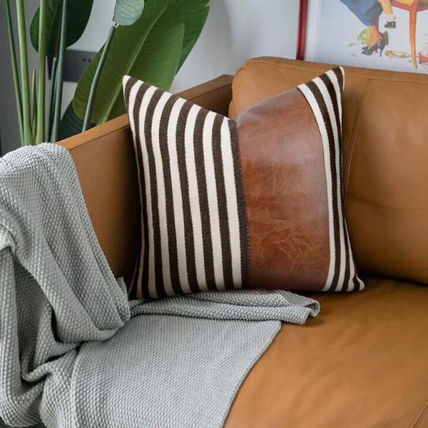 cushion/decorative pillow pu leather stitching canvas cushion cover 45*45cm for household bed sofa
cushion/decorative pillow pu leather stitching canvas cushion cover 45*45cm for household bed sofa