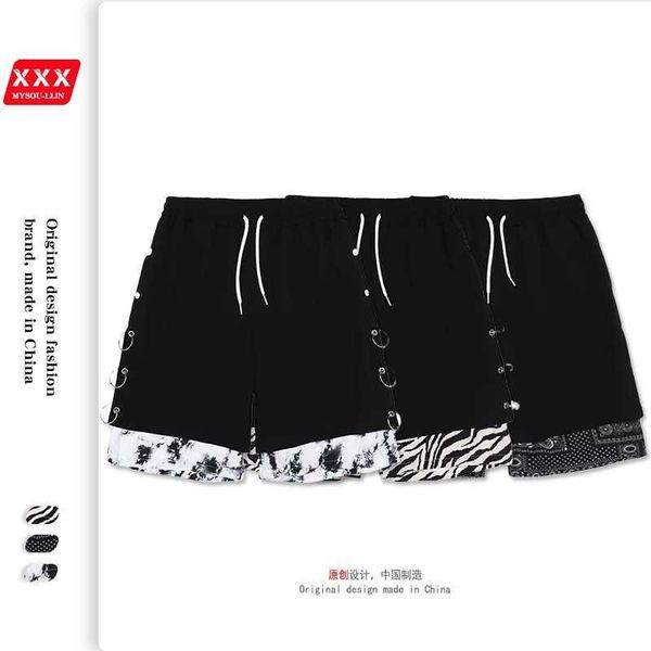hip hop high street breasted cashew flower splicing sports capris men's fashion brand loose couple casual shorts men, Black
hip hop high street breasted cashew flower splicing sports capris men's fashion brand loose couple casual shorts men, Black