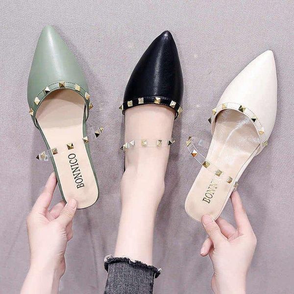 slippers plus size summer women slip on flat heels casual shoes pointed toe rivets slides transparent woman footwear, Black
slippers plus size summer women slip on flat heels casual shoes pointed toe rivets slides transparent woman footwear, Black