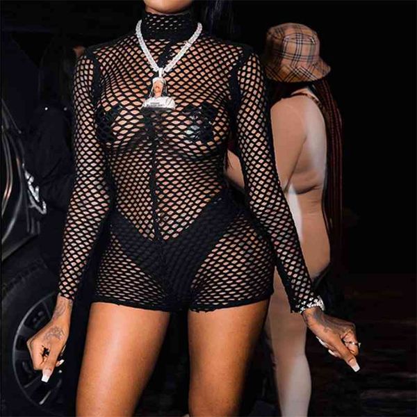 women 's fishnet punk club style jumpsuit black hollow out high waist perspective long sleeve bandage thin cover-up rompers 210517, Black;white
women 's fishnet punk club style jumpsuit black hollow out high waist perspective long sleeve bandage thin cover-up rompers 210517, Black;white
