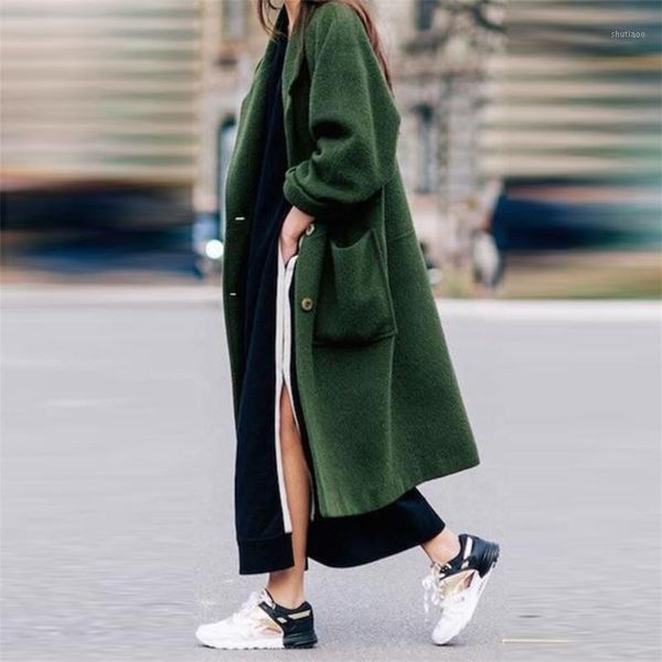 women's wool & blends 2021 fashion autumn winter long overcoat women casual loose sleeve outwears elegant turn-down solid green, Black
women's wool & blends 2021 fashion autumn winter long overcoat women casual loose sleeve outwears elegant turn-down solid green, Black