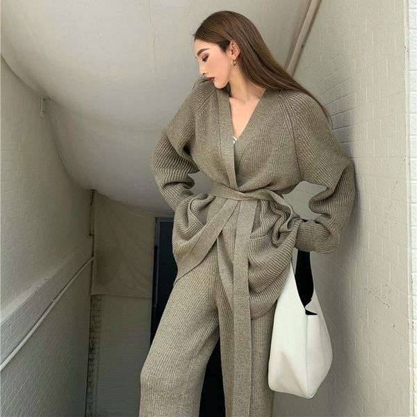 women's two piece pants autumn winter women vintage knitting cardigan sweaters high waist wide-leg femme casual knit 2 sets, White
women's two piece pants autumn winter women vintage knitting cardigan sweaters high waist wide-leg femme casual knit 2 sets, White