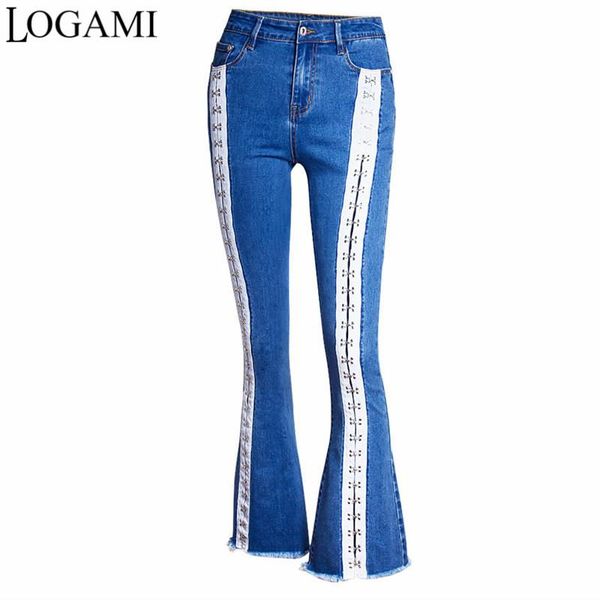women's jeans logami spring autumn lacing flare woman casual denim womens trousers women 2021, Blue
women's jeans logami spring autumn lacing flare woman casual denim womens trousers women 2021, Blue