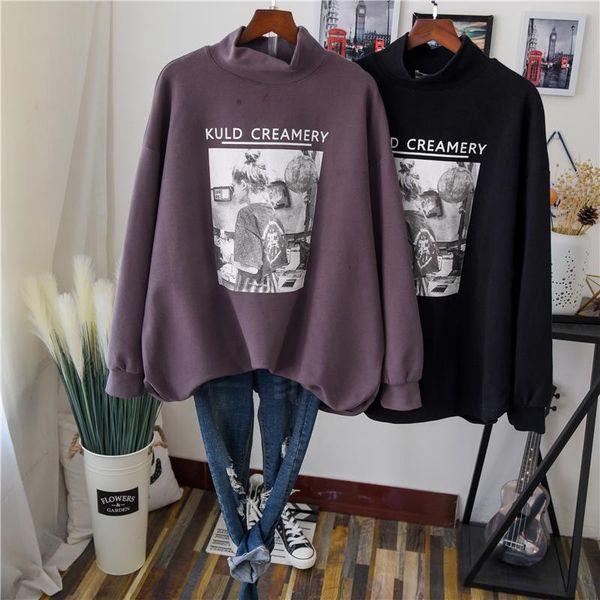 women's t-shirt women plus size turtleneck cotton pullover long sleeve thick ultra soft loose streetwear tees shirts bf style, White
women's t-shirt women plus size turtleneck cotton pullover long sleeve thick ultra soft loose streetwear tees shirts bf style, White