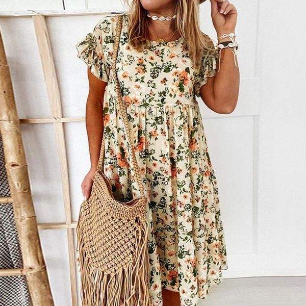 women's swimwear 2021 summer floral print dress bohemian ruffles short sleeve a-line dresses elegant o-neck loose mini party vestidos, White;black
women's swimwear 2021 summer floral print dress bohemian ruffles short sleeve a-line dresses elegant o-neck loose mini party vestidos, White;black