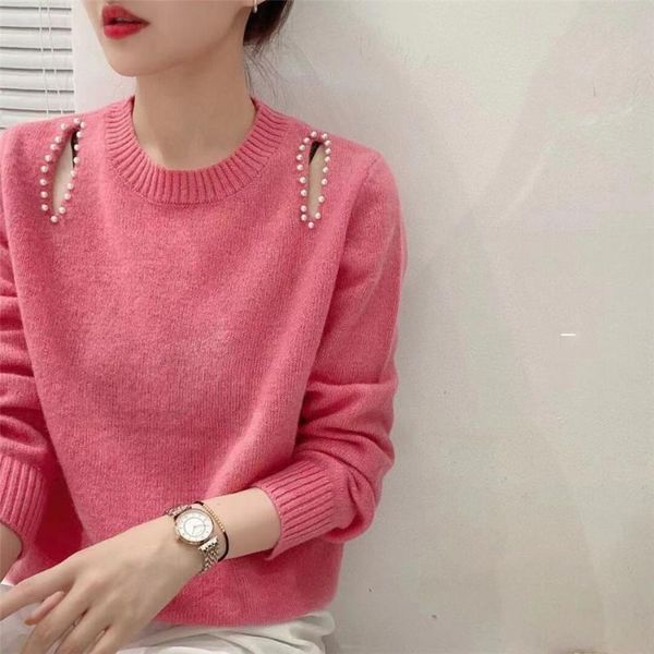 women's sweaters autumn winter solid color pullover o-neck women loose chenille knitting beaded strapless femal sweater 898, White;black
women's sweaters autumn winter solid color pullover o-neck women loose chenille knitting beaded strapless femal sweater 898, White;black