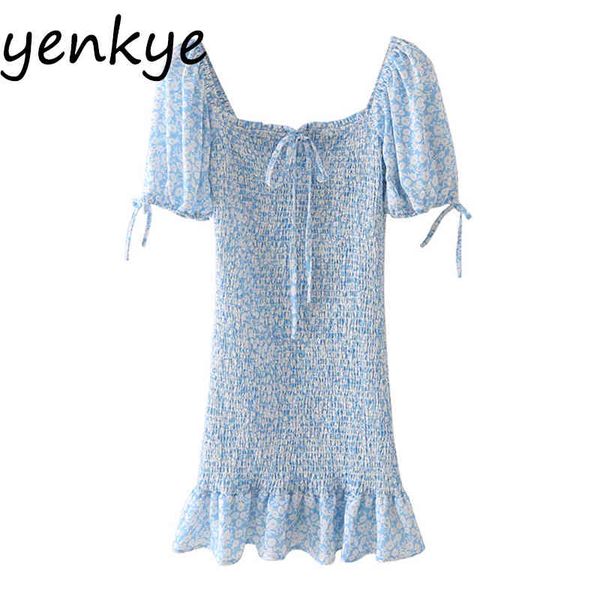 blue floral elastic dress women square neck short sleeve bodycon sweet ladies summer holiday party vestido 210430, Black;gray
blue floral elastic dress women square neck short sleeve bodycon sweet ladies summer holiday party vestido 210430, Black;gray
