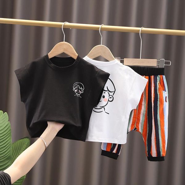 1 5years baby boy clothes set infant kids cute print t shirt color striped pants summer toddler girls hip hop, White
1 5years baby boy clothes set infant kids cute print t shirt color striped pants summer toddler girls hip hop, White