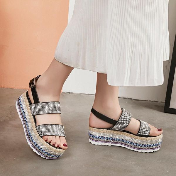 summer back strap thick bottom flats sandalias slides shoes woman fashion crystal heels platform sandals, Black
summer back strap thick bottom flats sandalias slides shoes woman fashion crystal heels platform sandals, Black