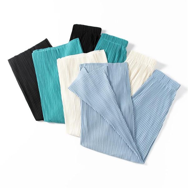 women's pants & capris 2021 fashion wide leg women elastic high waist ice straight loose casual pleated trousers, Black;white
women's pants & capris 2021 fashion wide leg women elastic high waist ice straight loose casual pleated trousers, Black;white