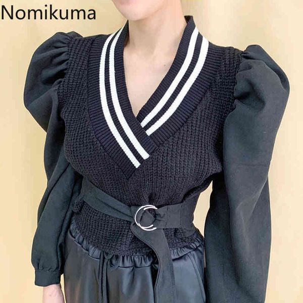 nomikuma vintage hit color stripe knit pullover korean belt slim waist short sweater puff long sleeve patchwork knitwear 6d514 210427, White;black
nomikuma vintage hit color stripe knit pullover korean belt slim waist short sweater puff long sleeve patchwork knitwear 6d514 210427, White;black