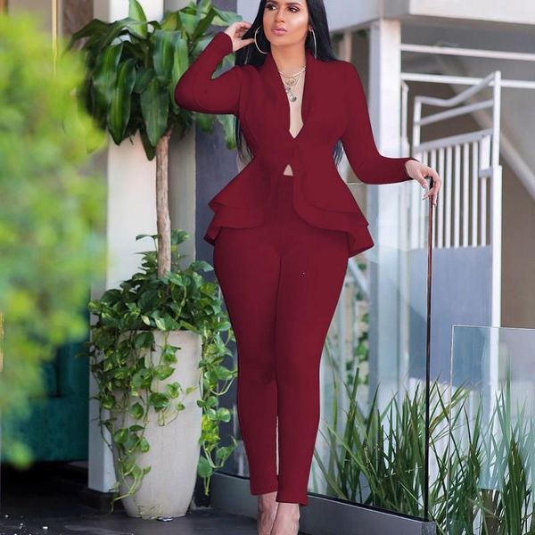 two piece dress fall and winter women office business 2 set ruffles v neck long pants sets ladies elegant work suits, White
two piece dress fall and winter women office business 2 set ruffles v neck long pants sets ladies elegant work suits, White