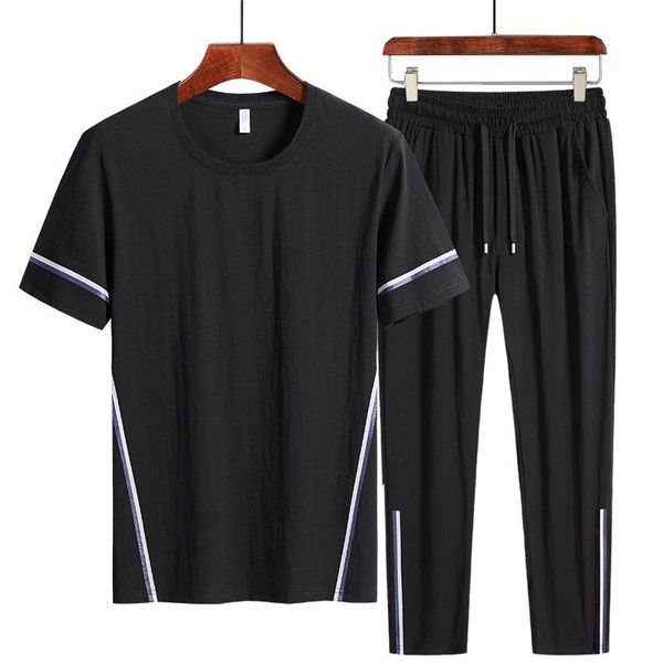 men's tracksuits summer clothing ice silk shorts casual long sleeve pants large loose two-piece thin sportswear, Gray
men's tracksuits summer clothing ice silk shorts casual long sleeve pants large loose two-piece thin sportswear, Gray