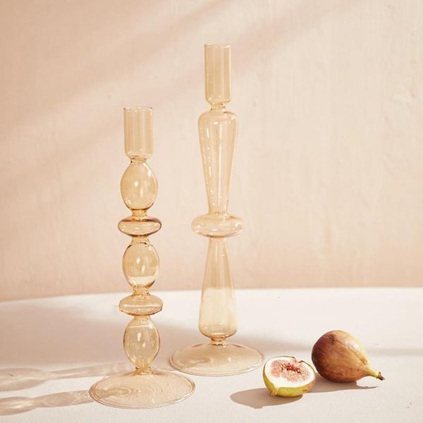 candle holders glass stick clear crystal taper candles holder for buring led party and wedding centerpieces