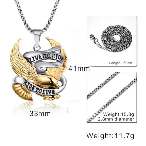 pendant necklaces gold & silver color stainless steel ride to live eagle long chain necklace
pendant necklaces gold & silver color stainless steel ride to live eagle long chain necklace