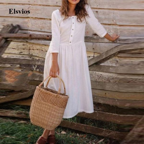 vintage casual women cotton linen dress fashion elegant o neck button long summer spring solid loose party vestidos dresses, Black;gray
vintage casual women cotton linen dress fashion elegant o neck button long summer spring solid loose party vestidos dresses, Black;gray