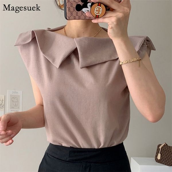 korean fashion slash collar ruffled shirt women summer sleeveless solid woman blouses casual loose female clothing 14201 210512, White
korean fashion slash collar ruffled shirt women summer sleeveless solid woman blouses casual loose female clothing 14201 210512, White