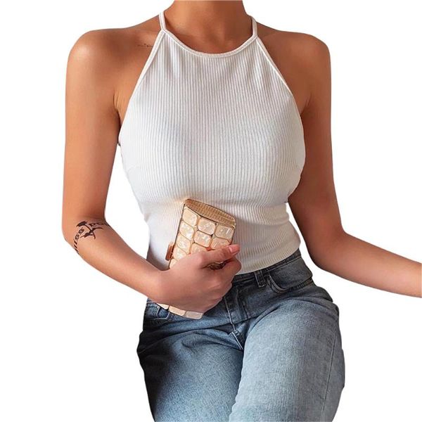 women's tanks & camis european and american summer crop slim cross straps vest shirt women halter neck bandage, White
women's tanks & camis european and american summer crop slim cross straps vest shirt women halter neck bandage, White