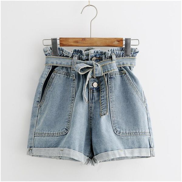women's shorts summer fashion elastic high waist denim women casual sashes wide legs slim loose all-match, White;black
women's shorts summer fashion elastic high waist denim women casual sashes wide legs slim loose all-match, White;black