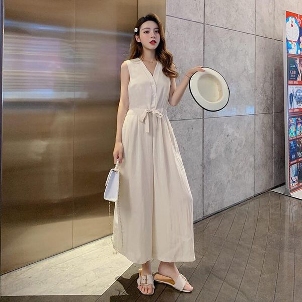 women's jumpsuits & rompers 2021 korean style of the summer v-neck single-breasted sleeveless jumpsuit female high waist slim wide leg, Black;white
women's jumpsuits & rompers 2021 korean style of the summer v-neck single-breasted sleeveless jumpsuit female high waist slim wide leg, Black;white