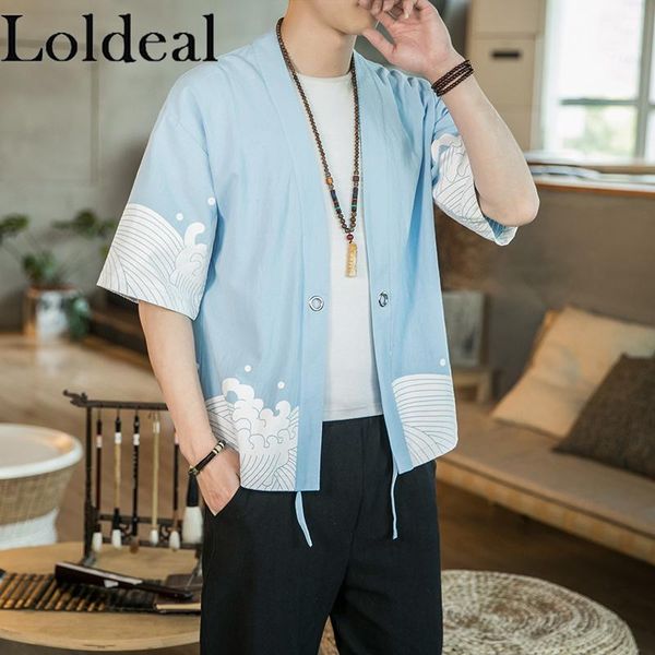 men's casual shirts loldeal men short-sleeved shirt chinese style linen comfortable printed stand collar kimono, White;black
men's casual shirts loldeal men short-sleeved shirt chinese style linen comfortable printed stand collar kimono, White;black