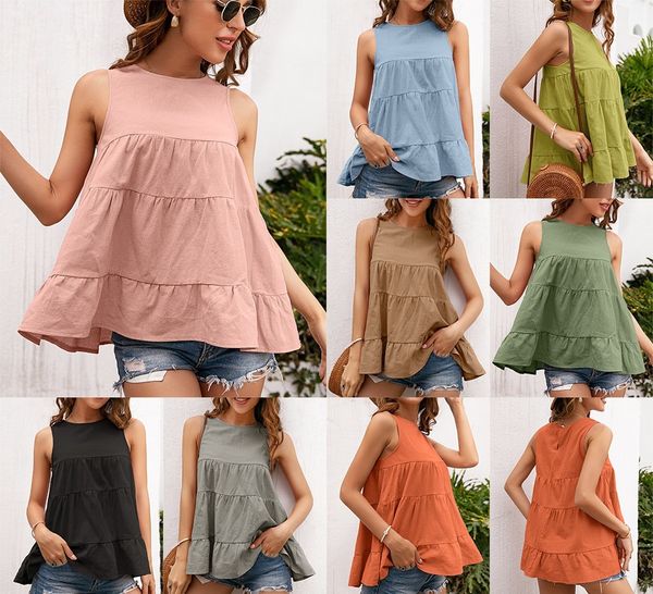 spring and summer 2021 new women's round neck sleeveless multi section splicing loose large swing vest top, White
spring and summer 2021 new women's round neck sleeveless multi section splicing loose large swing vest top, White