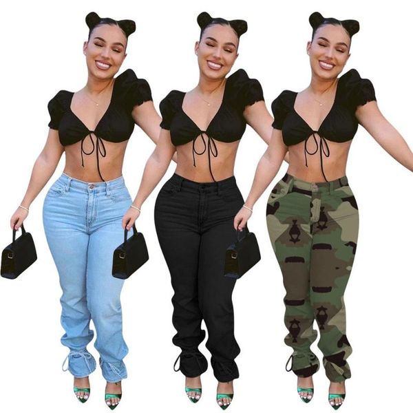 selling est casual women jeans high waist button zipper pockets ankle length drawstring pants for wear women's, Blue
selling est casual women jeans high waist button zipper pockets ankle length drawstring pants for wear women's, Blue