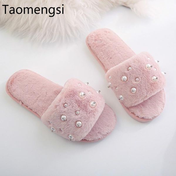 slippers taomengsi winter pearl fur indoor home flat bottom non-slip open toe word plush flooring, Black
slippers taomengsi winter pearl fur indoor home flat bottom non-slip open toe word plush flooring, Black