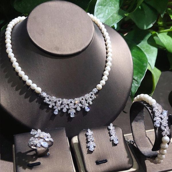 earrings & necklace tirim pearl jewelry sets for women cubic zirconia set party engagement dubai dress suits, Silver
earrings & necklace tirim pearl jewelry sets for women cubic zirconia set party engagement dubai dress suits, Silver