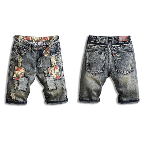 men's denim shorts washed distressed hole patches five point pants street trend high end men's jeans classic, White;black
men's denim shorts washed distressed hole patches five point pants street trend high end men's jeans classic, White;black