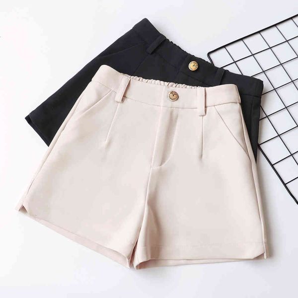short women's high waist shorts, black clown stretch wide leg informal single layer pants, in summer 2021, White;black
short women's high waist shorts, black clown stretch wide leg informal single layer pants, in summer 2021, White;black