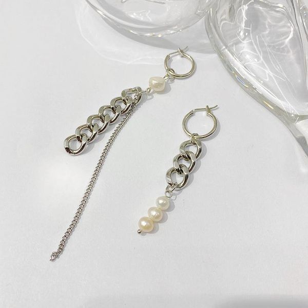 hoop & huggie asymmetry cuban chain stainless steel earrings for women freshwater pearl circle ear cuff waterproof jewelry, Golden;silver
hoop & huggie asymmetry cuban chain stainless steel earrings for women freshwater pearl circle ear cuff waterproof jewelry, Golden;silver